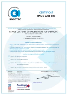 Certificat Qualiopi ECUJE Socotec