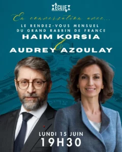 Audrey Azoulay en conversation avec Haim Korsia à l'ECUJE
