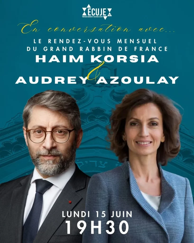 Audrey Azoulay en conversation avec Haim Korsia à l'ECUJE