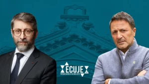 Le Grand Rabbin de France Haïm Korsia en conversation avec Arthur à l'ECUJE