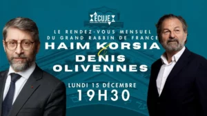 Le Grand Rabbin de France Haïm Korsia en conversation avec Denis Olivennes à l'ECUJE