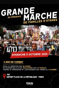 Marche des familles des otages – Dimanche 5 octobre, Paris