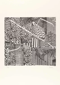 Le doigt de lumière. Lithographie de Maurice Arama. Hommage au Aleph