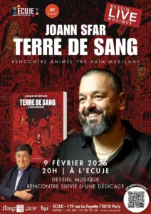 Terre de sang : Joann Sfar dessine en live avec ses musiciens. Une rencontre BD à l'ECUJE animée par Haïm Musicant